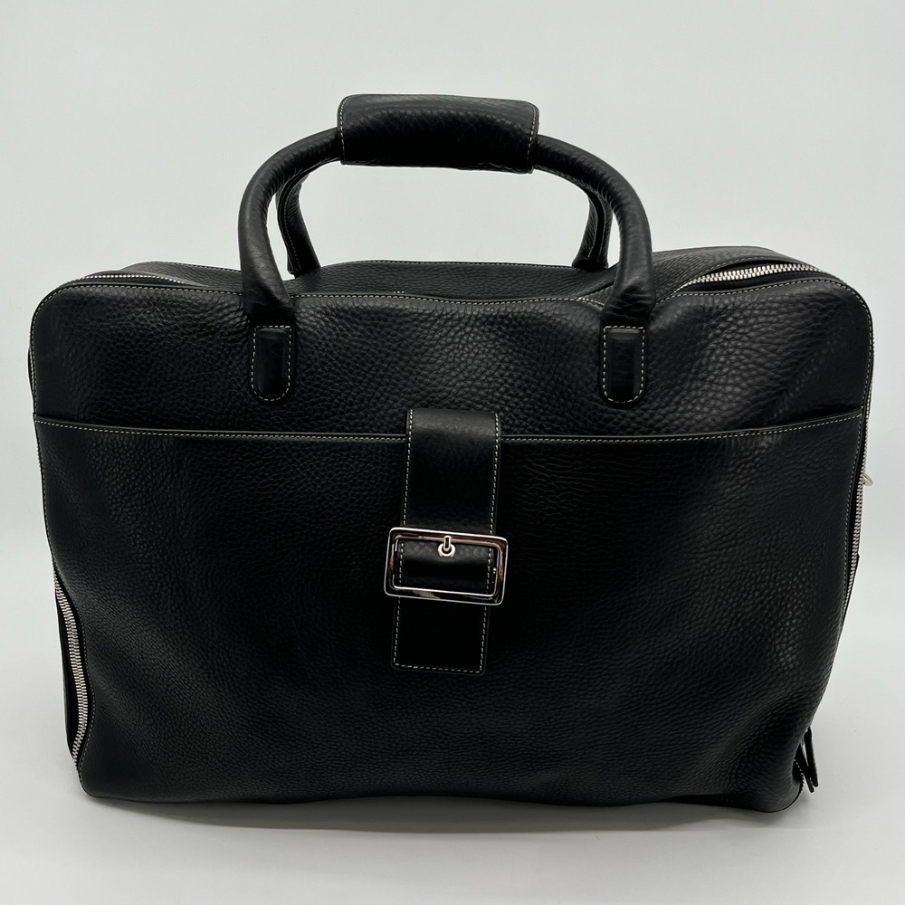 Levenger Pebbled Leather Briefcase Black Executive Business Laptop Portfolio Bag